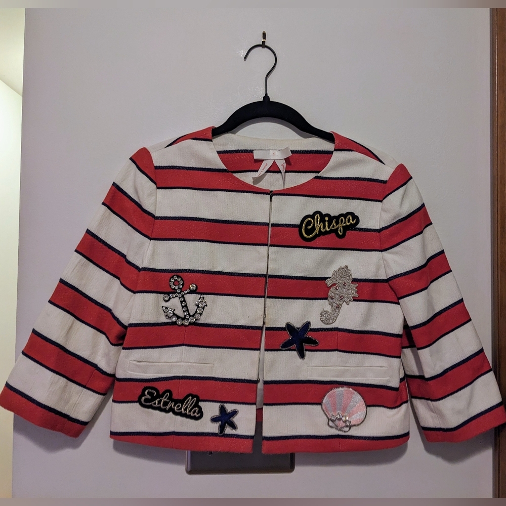 bread n butter Nautical Striped Cotton Blend Blazer Jacket sz XS